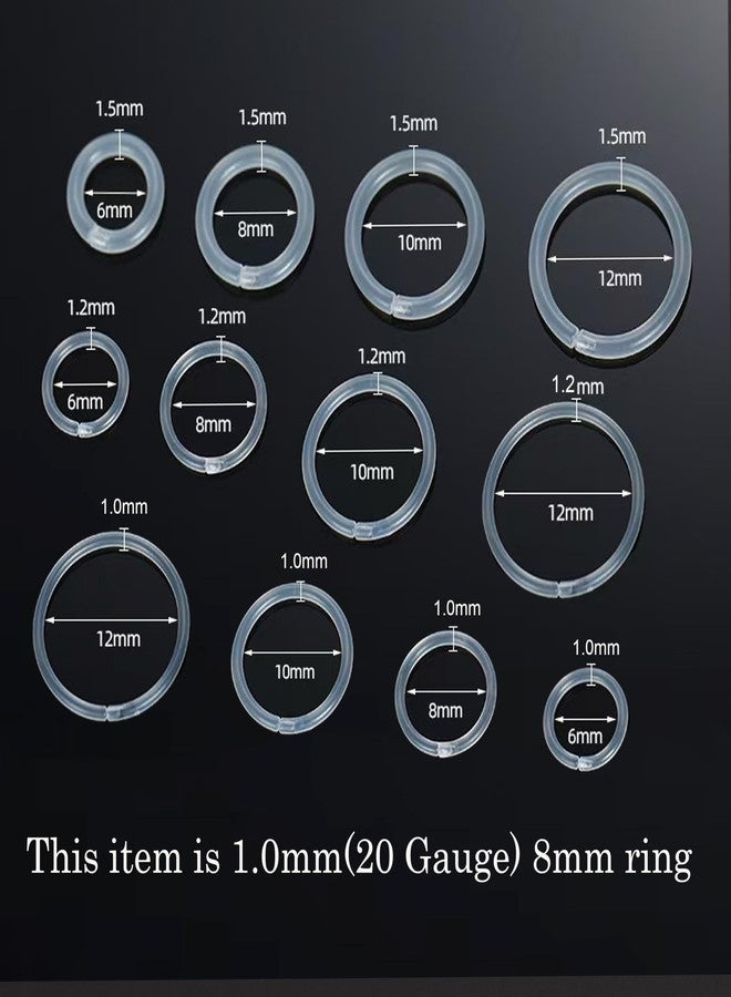 Melimarry 20 Gauge 4 Size Anti-Allergy Unisex Plastic Hoop Ear Retainers, Clear Nose Rings, With Buckle, For Sensitive Ears & Skin (8mm Ring) - Image 3